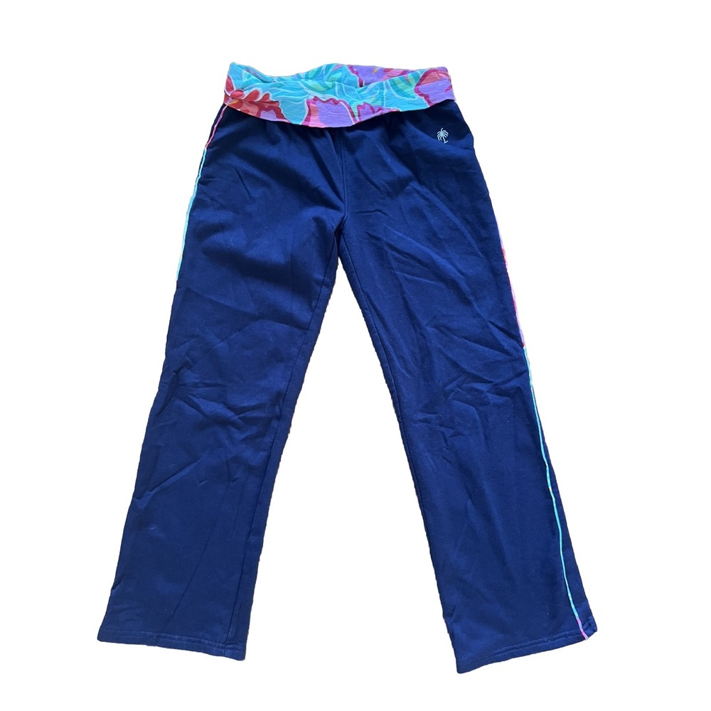 Lilly Pulitzer Girls Vinyasa Fold Over Waistband Pullon Stretch Yoga Pant Blue 8
